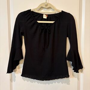 Poetry Black Bell Sleeve Blouse - Juniors Small By Poetry